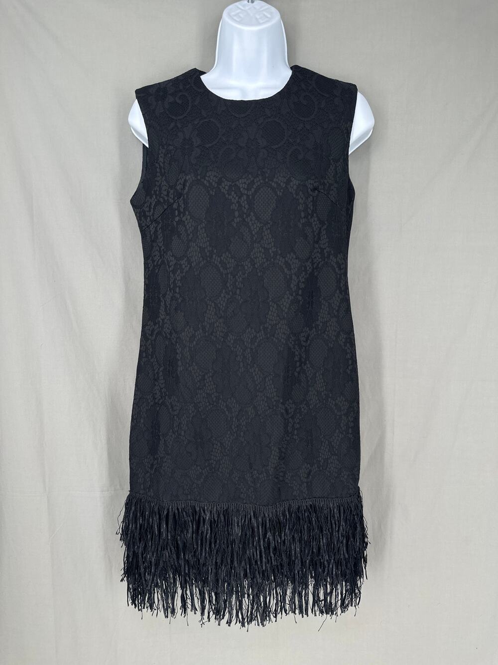 Molly Bracken Dress Womens XS Black Lace Mini Fringe Party Cocktail Whimsigoth